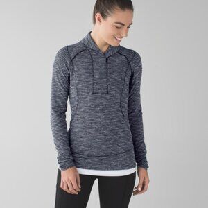Lululemon Think Fast Pullover Long Sleeve Zip Coco Pique Black